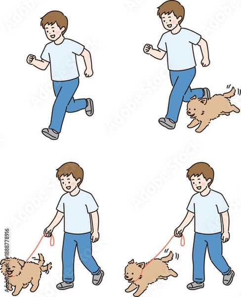 Fototapeta 애견 반려견 강아지 일러스트 