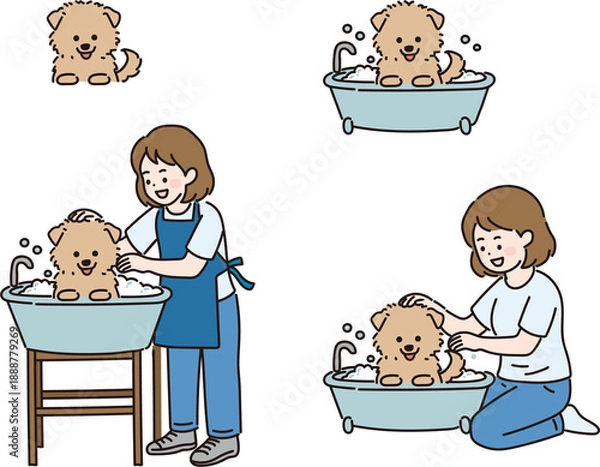 Fototapeta 애견 반려견 강아지 일러스트 