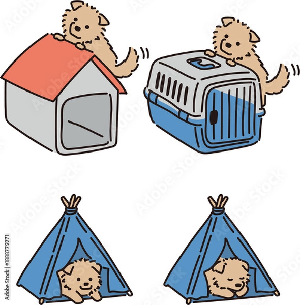 Fototapeta 애견 반려견 강아지 일러스트 