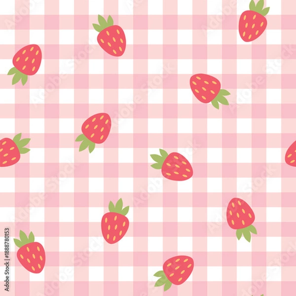 Obraz Checkered background with strawberries