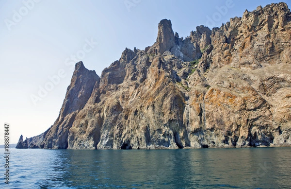 Fototapeta View from the sea to Kara-Dag and Golden Gate of Crimea