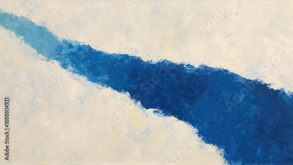 Fototapeta 白い余白に流れる青い川の抽象画 背景素材