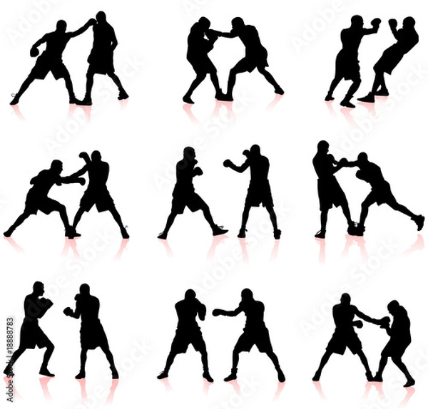 Obraz boxing silhouette collection background