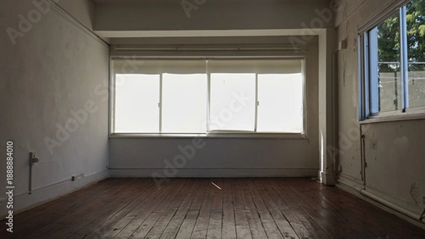 Obraz 古いビルの一室　木のフローリング