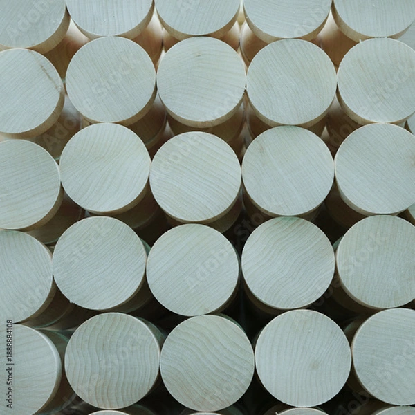 Obraz メープル無垢材　円柱の断面　木材を並べた