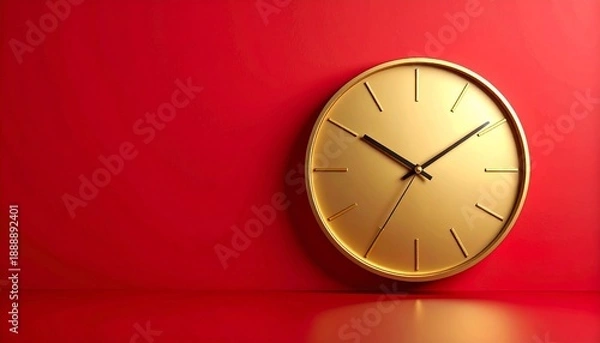 Fototapeta clock on red background