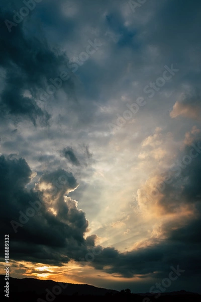 Obraz colorful dramatic sky with cloud at sunset
