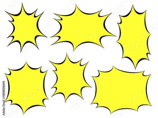 Obraz 爆発吹き出しセット（黒線黄色塗り）