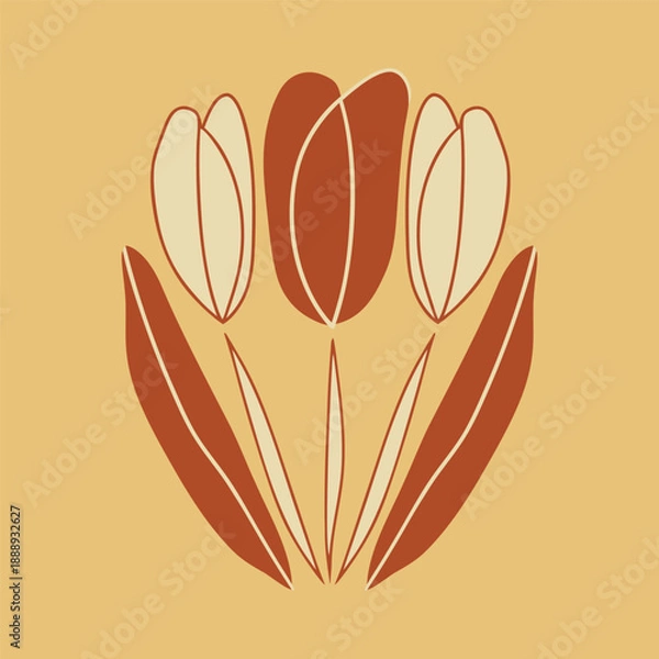 Obraz Abstract Tulip Bouquet Flat Botanical Vector Design