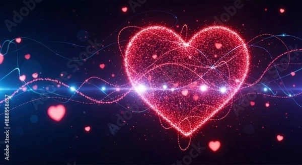 Obraz glowing heart on a black background