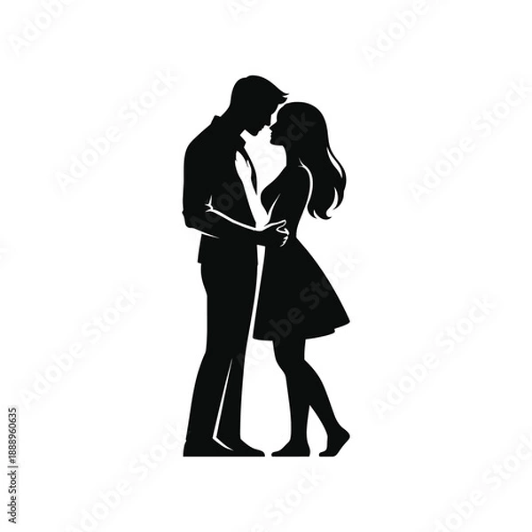 Obraz Romantic Couple   Silhouette Vector Illustration