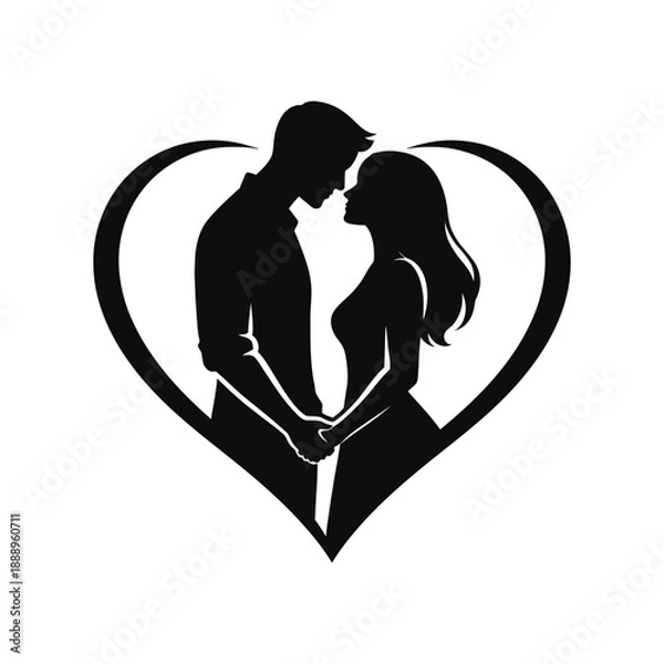 Obraz Romantic Couple   Silhouette Vector Illustration