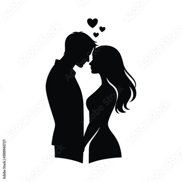 Obraz Romantic Couple   Silhouette Vector Illustration