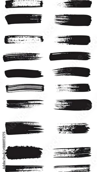 Obraz Black Ink Brush Strokes - Artistic Textures and Design Elements.