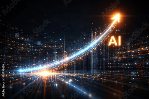 Obraz AI Growth Visualization with Dynamic Data Stream Background