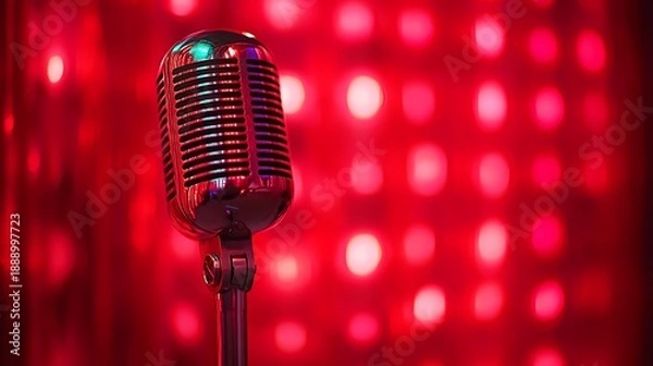 Obraz Retro Mic Red Stage Lights.