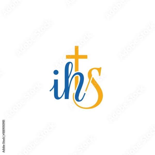 Obraz IHS Monogram with Cross Symbolizing Jesus Christ.