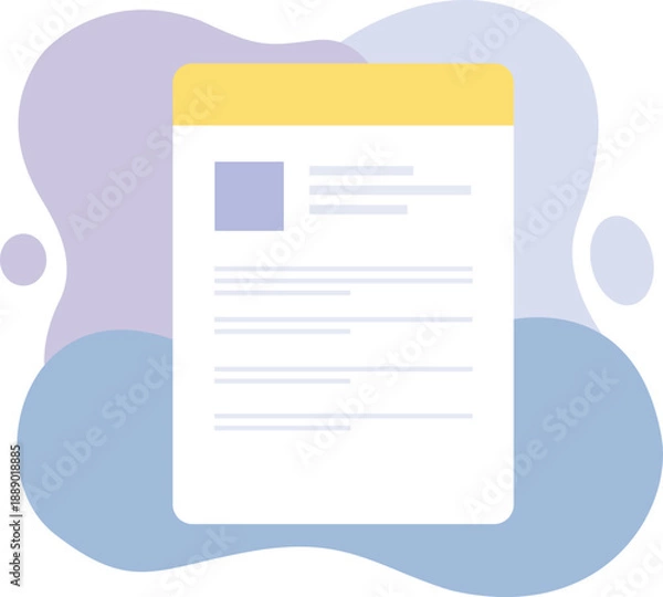 Obraz Document Page Layout with Text Lines Flat Vector Illustration