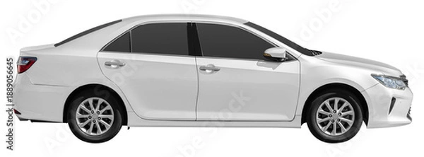 Obraz Side view white sedan car