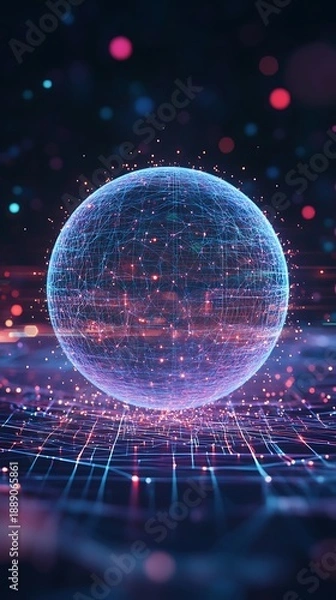 Obraz Global network connected sphere