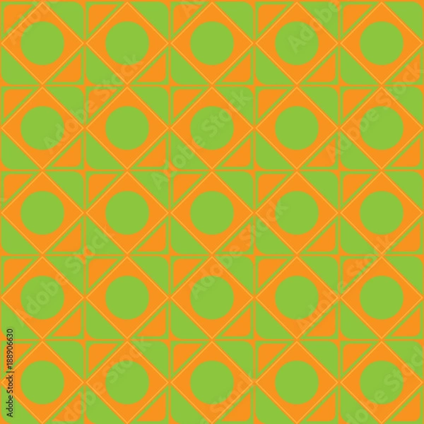 Fototapeta vector abstract ornament of orange, green shades seamless texture squares circles of corners for web design and computer graphics