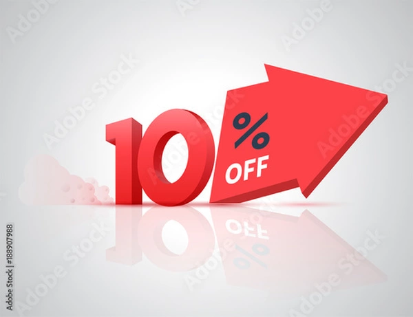 Fototapeta Number percent off with big arrow