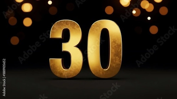 Obraz 3d number 30 with golden text