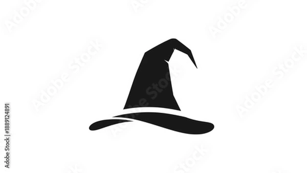 Obraz Minimal Black Witch Hat Flat Icon on White