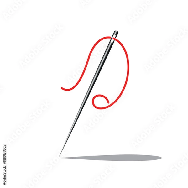 Obraz Needle and thread. Vector illustration. White background.

