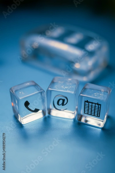 Obraz ウェブサイトの「お問い合わせ」用3Dアイコン素材：透明感のあるデザイン