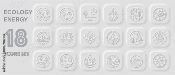 Obraz Neomorphism Ecology Icon Set