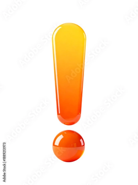 Obraz Orange 3D Exclamation Mark Glossy PNG
