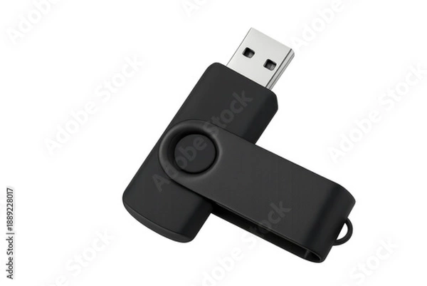 Obraz Black swivel usb flash drive for portable data storage