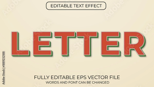 Obraz Letter editable 3d text effect vector typography style