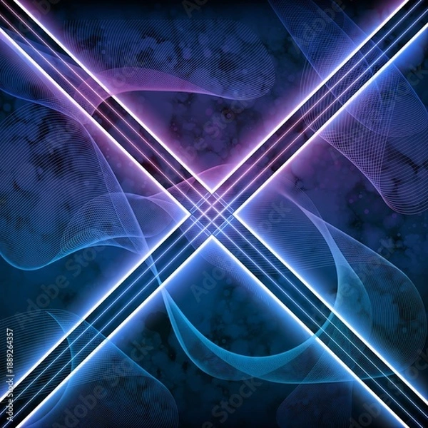 Obraz Neon X - Intersecting Light Beams on Abstract Background.