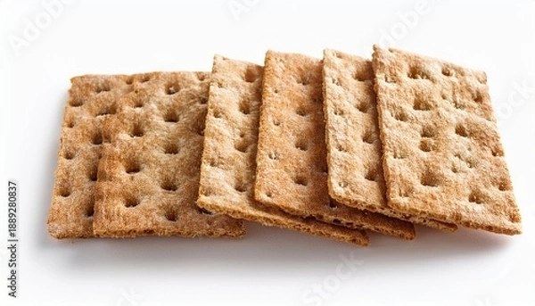 Obraz Crispbread Squares On White Background Isolated Generative Ai