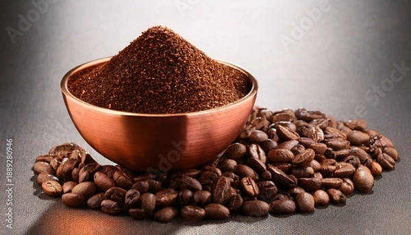 Obraz Copper Bowl With Coffee Beans