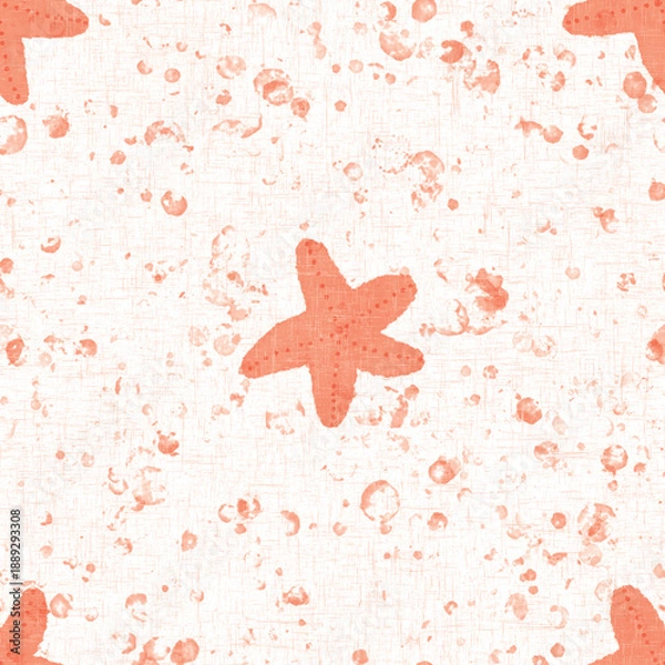 Fototapeta Underwater orange starfish seamless pattern