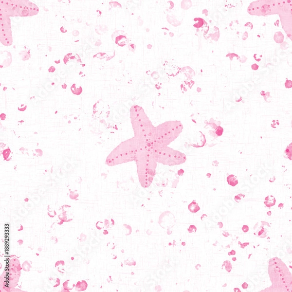 Fototapeta Underwater pink starfish seamless pattern