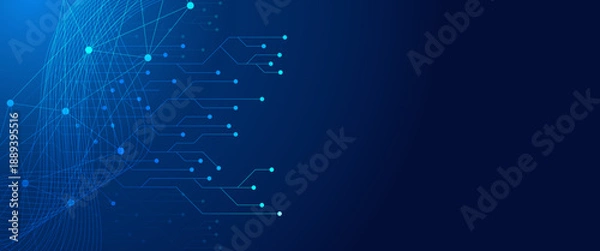 Obraz Abstract Big Data Visualization. Blue Digital Background With Circuit Board Electronic For Modern Data Visualization And Network Design
