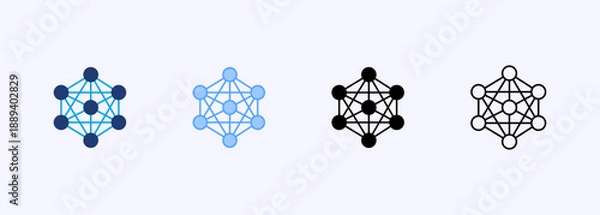 Obraz Neural Network Icon Set Multiple Style Collection