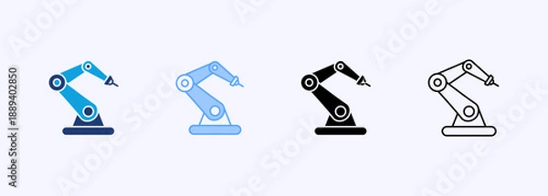 Obraz Robotic Arm Icon Set Multiple Style Collection