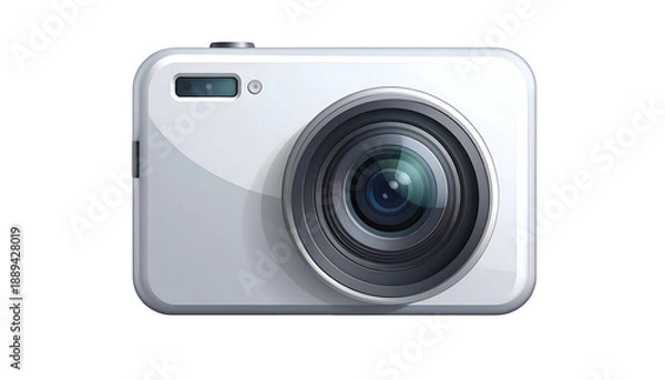 Fototapeta White Digital Camera Front View.