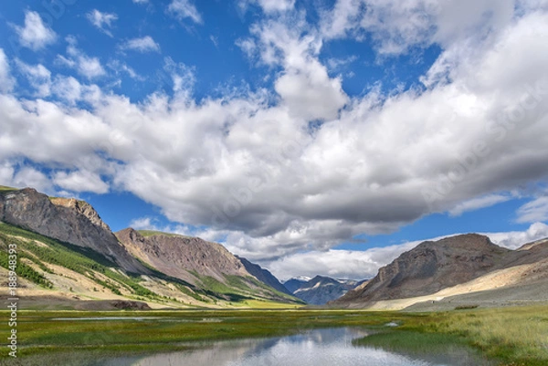 Fototapeta mountains lake clouds reflection summer