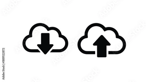 Obraz Cloud storage icons for uploading and downloading data