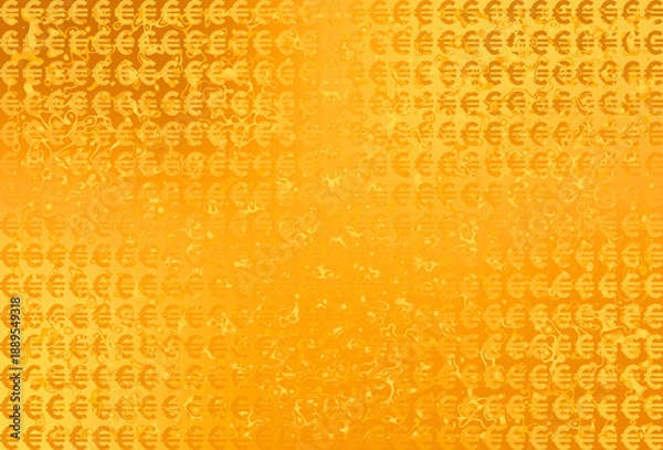 Obraz 黄金色に輝くリッチなヨーロッパ・ユーロ通貨記号€マークのグリッドパターン入り背景素材