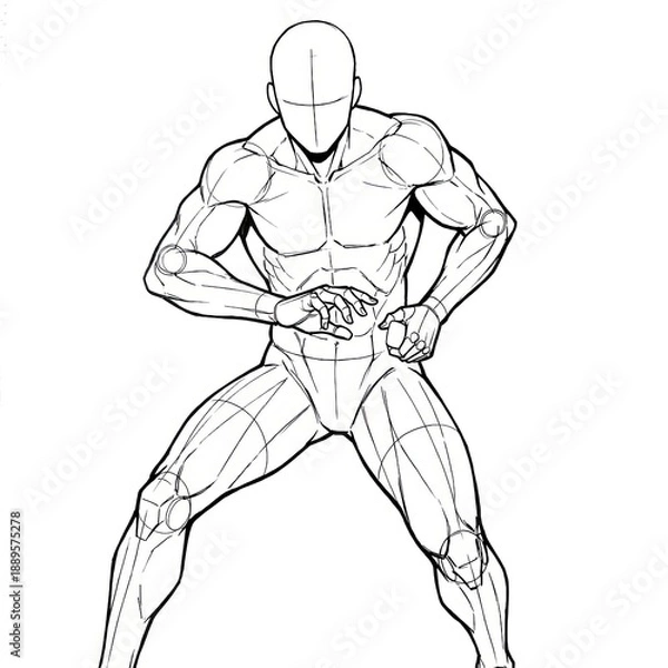 Obraz Samurai pose preparing to draw sword from hip