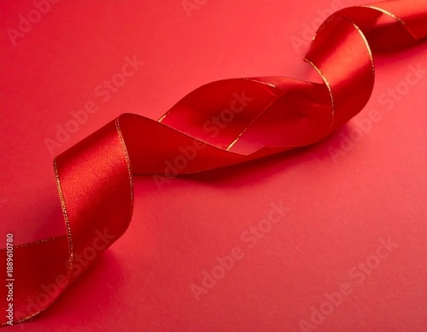 Obraz A twisted red ribbon on a red background