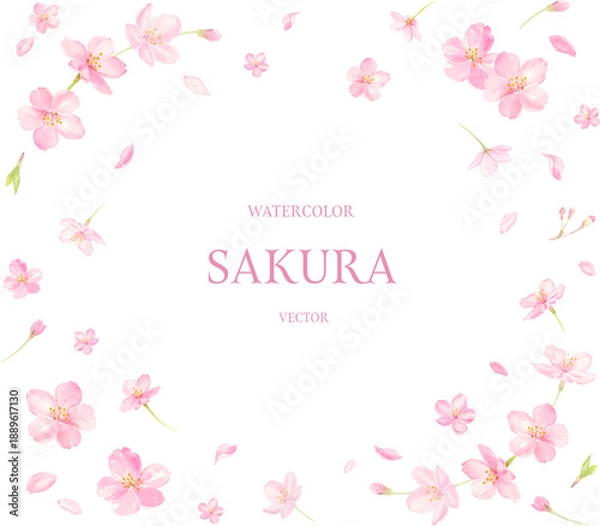 Obraz 水彩で描いた桜のフレーム