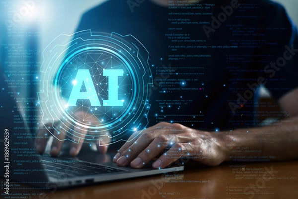 Obraz Programmer use AI technology to debug programs and improve software quality.